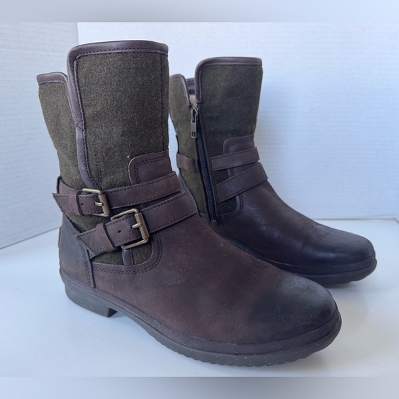 UGG Simmens waterproof Sherpa lined biker moto style boots shoes size 7 - Picture 6 of 11